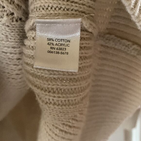 Vintage Sweater coastal oatmeal knit argyle women's large cable knit fall v neck - Picture 5 of 6